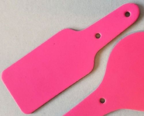 Leather Key Fob Blanks - Rectangle Shape - Various Colours - Qty Options (Fluorescent Pink, 100)